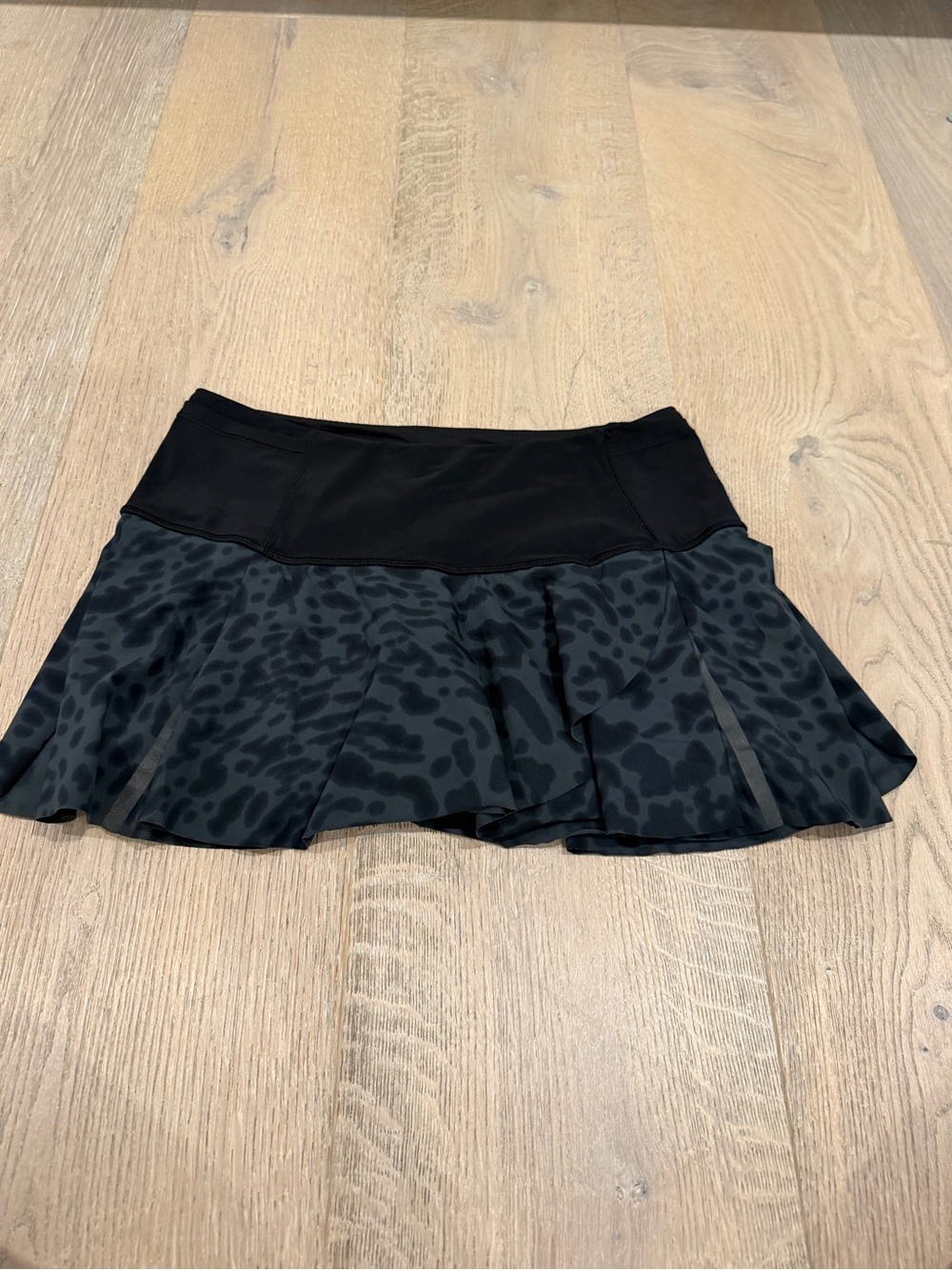 Lululemon Black Animal-Print Running Skirt